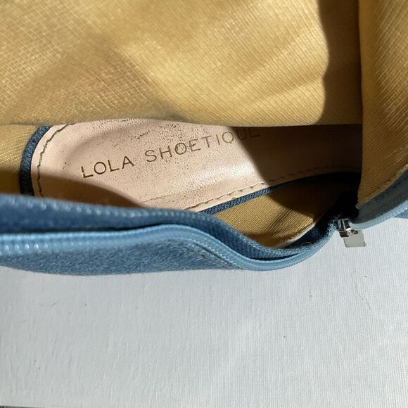 Lola Shoetique Denim Open Toe, High Heel , knee High Boots size 7 - Picture 6 of 12